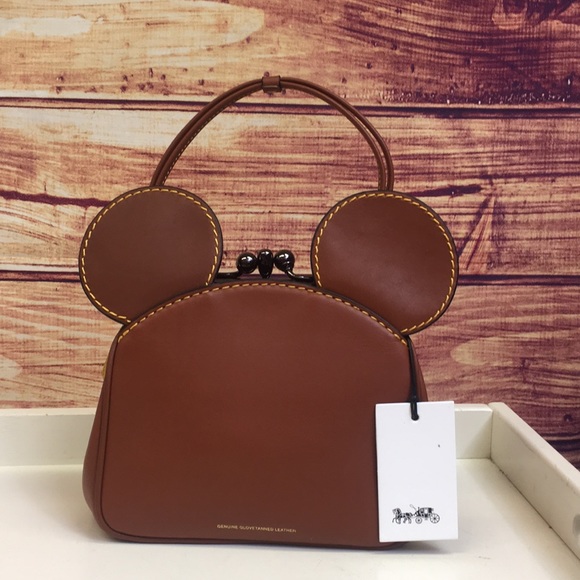 Disney x COACH Mickey Mouse Brown Leather Mini Bag - Picture 3 of 8